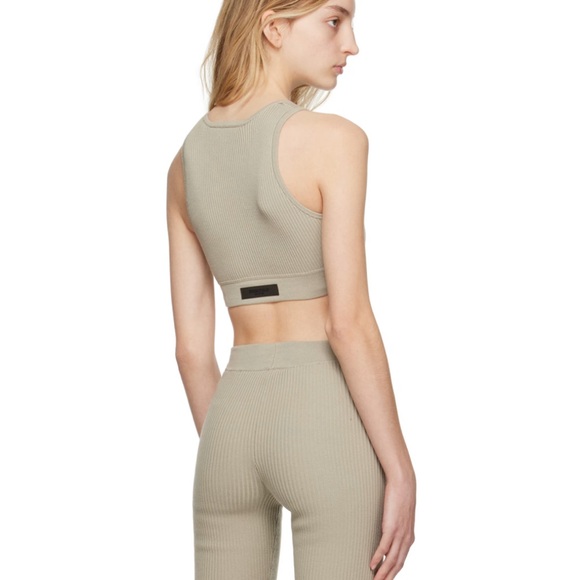 Fear of God ESSENTIALS SS23 knit rib sport tank crop top sports bra | M in Seal - Picture 5 of 11